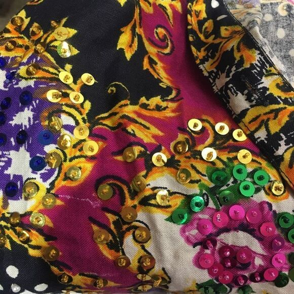 Andrew Sports Studio Women's Vintage Button Up Embellished Floral Sequence Shirt - Picture 10 of 10